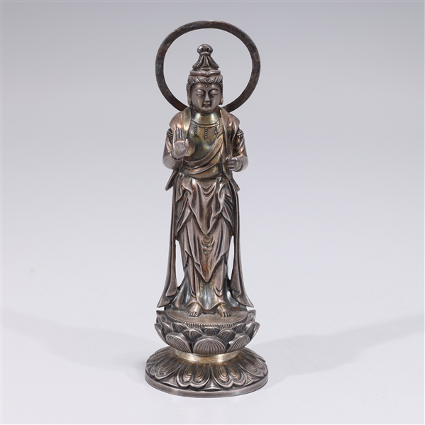 Appraisal: Japanese Meiji period sterling silver standing figure of Kannon H