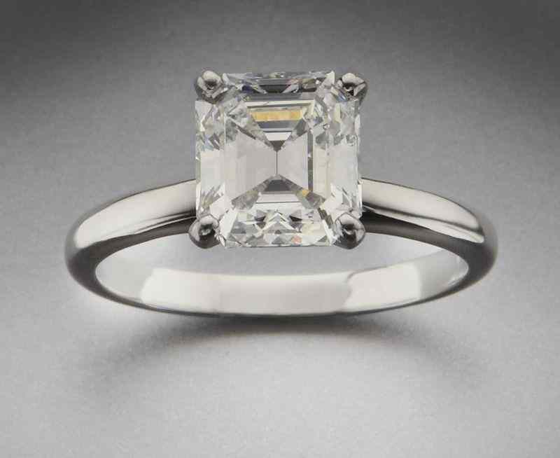 Appraisal: Plat and emerald cut diamond engagement ring GIAcert cts G