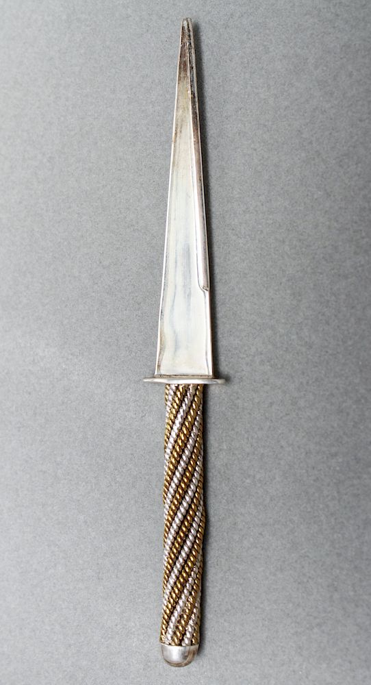 Appraisal: Sterling Silver Gilt Letter Opener Sterling silver and gilt twisted