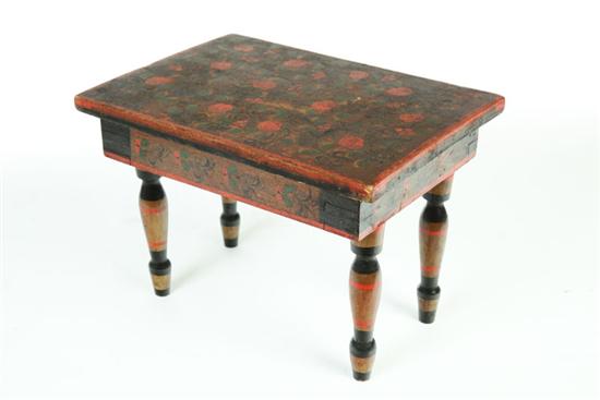 Appraisal: DECORATED STOOL Possibly Pennsylvania th century poplar Turned legs with