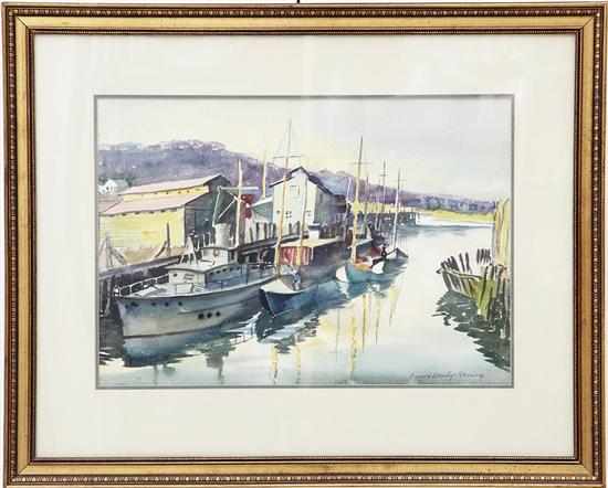 Appraisal: Frank Stanley Herring Georgia New York - BOATS IN HARBOR