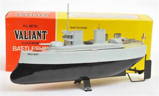 Appraisal: SUTCLIFFE MODELS VALIANT CLOCKWORK BATTLESHIP black lower hull and propeller