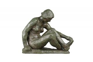 Appraisal: Seated Nude Dancer Holding her Foot bronze with green patinationSigned