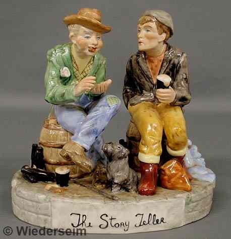 Appraisal: Irish ceramic figural group titled The Story Teller h x