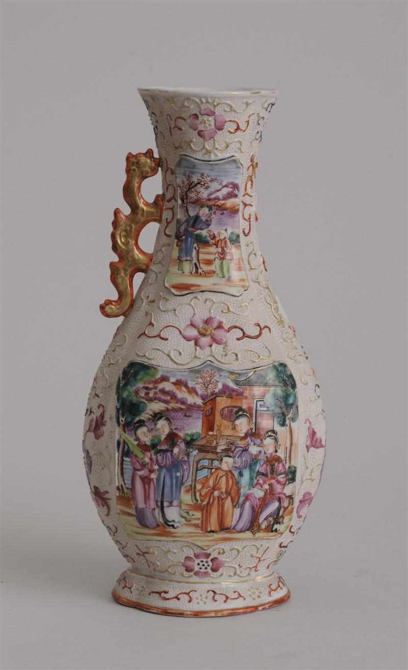 Appraisal: CHINESE MANDARIN PALETTE FLUTED PEAR-FORM VASE With four figure reserves