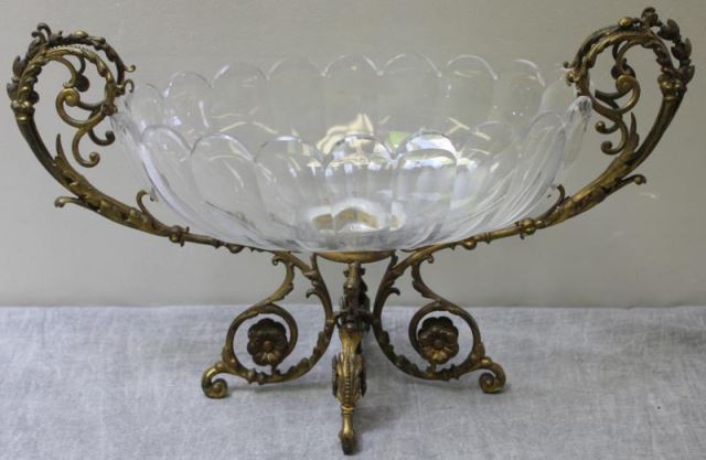 Appraisal: Bronze and Glass Rococo Centerpiece From a Scarsdale NY estate