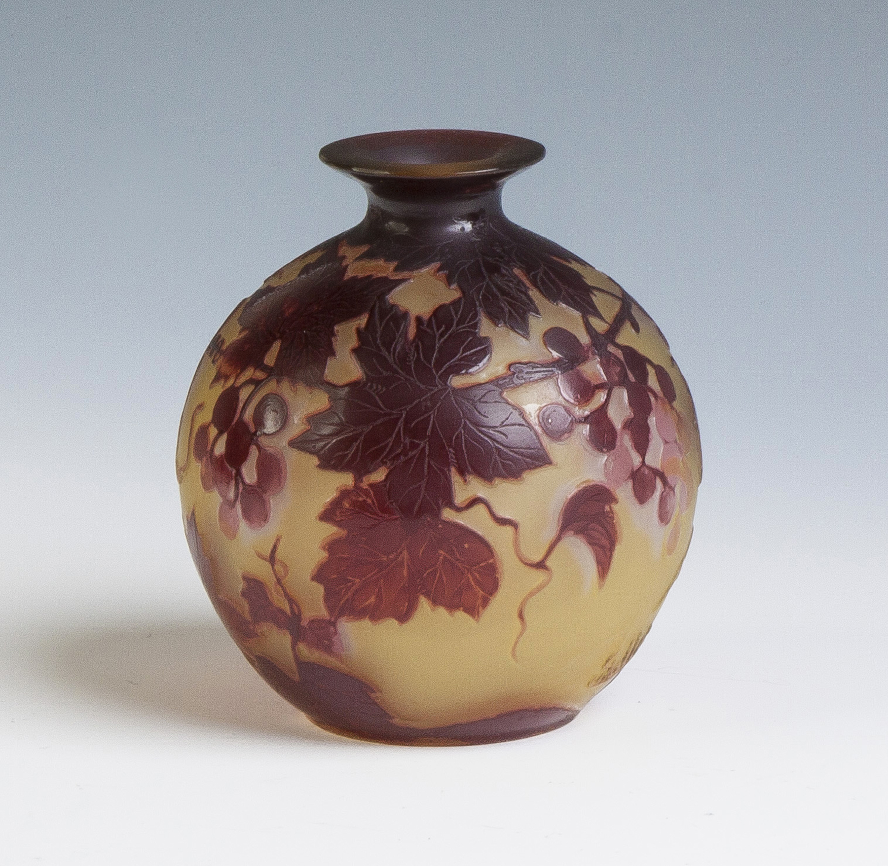 Appraisal: Galle Cameo Vase with Grapes Early th cent Sgn Galle