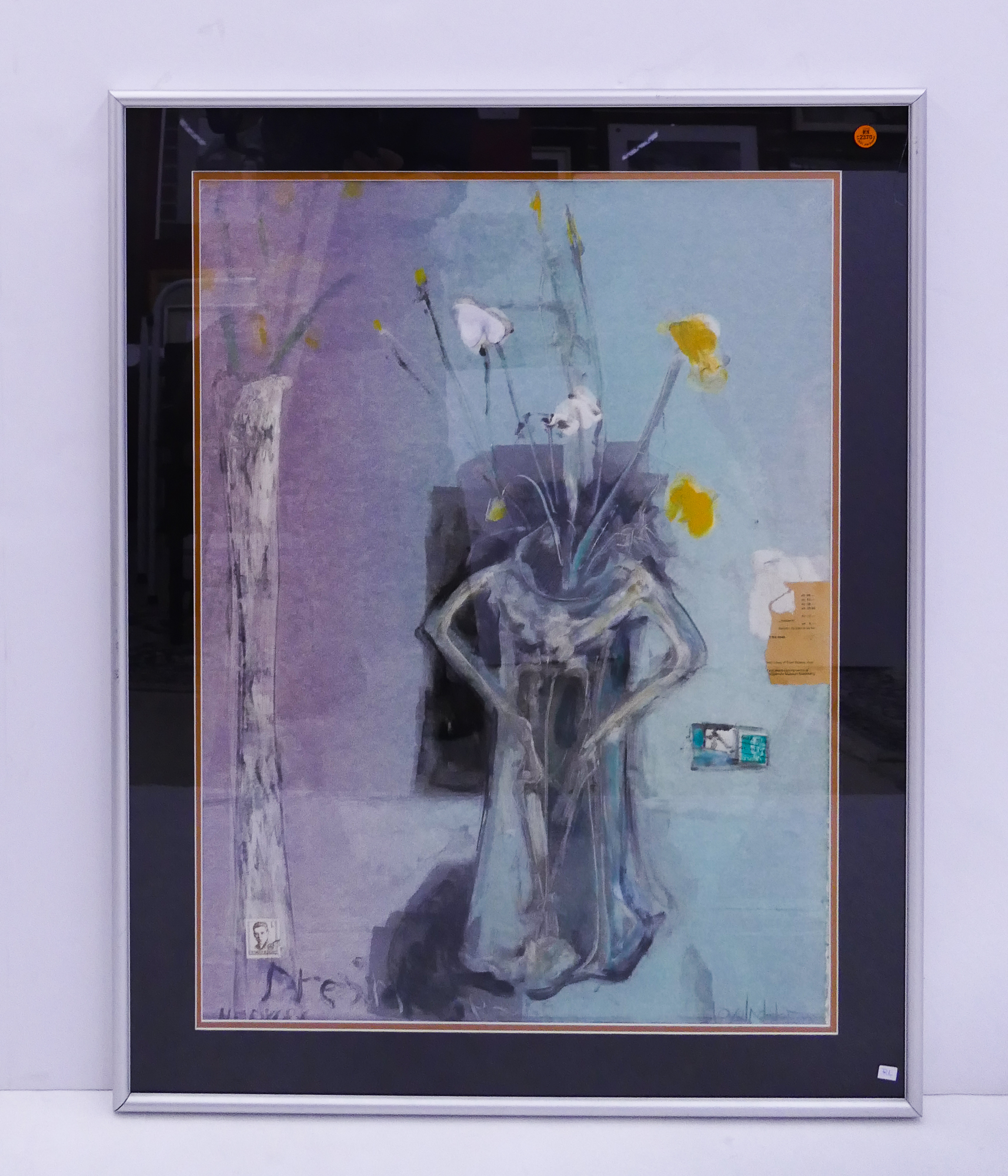 Appraisal: Royal Nebeker Floral Still Life Mixed Media Monoprint Framed- x