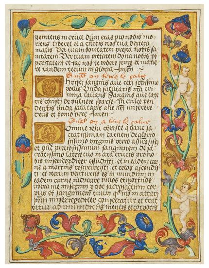 Appraisal: AN ILLUMINATED LEAF FROM A GERMAN BOOK OF HOURS in