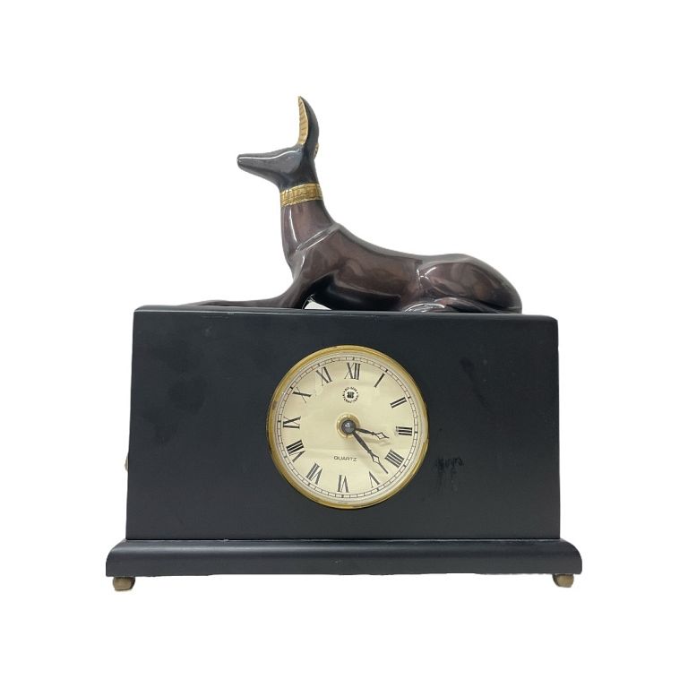 Appraisal: Anubis Egyptian Style Table Clock Table clock featuring Anubis Ancient