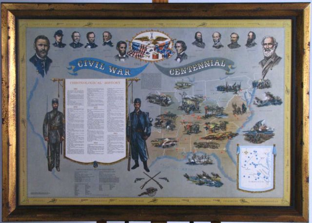 Appraisal: Civil War Centennial lithograph depicting Civil War figures battles and