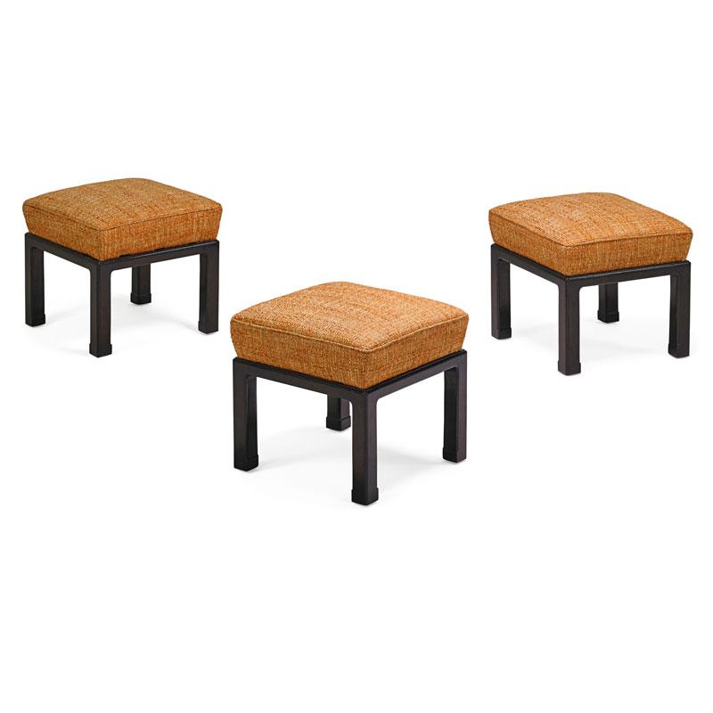 Appraisal: WORMLEY DUNBAR Three stools Condition Report Refinished reupholstered very good