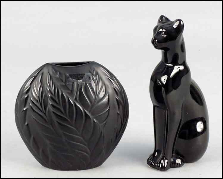 Appraisal: LALIQUE GLASS FILICARIA NOIR VASE with original box Together with