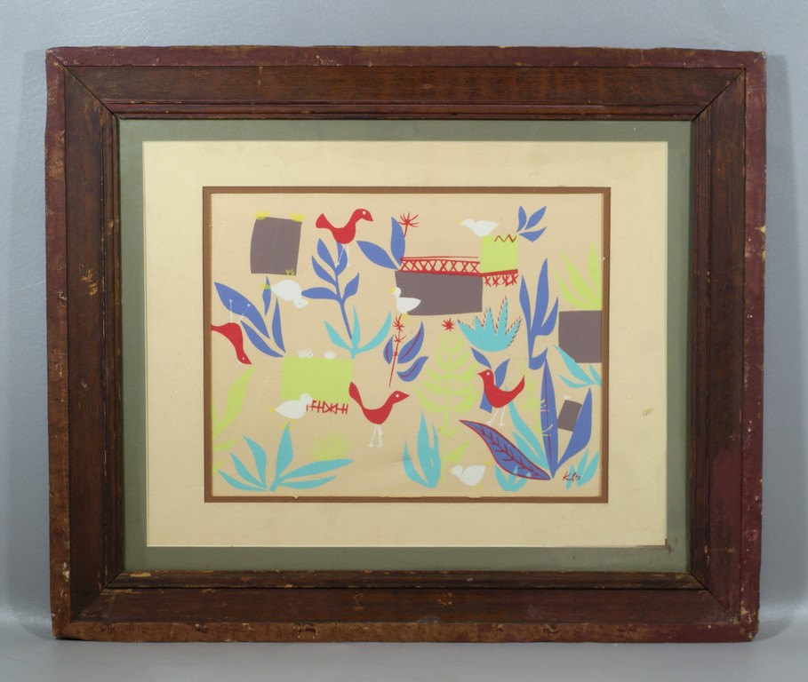 Appraisal: Paul Klee German silkscreen birds and flower signed in plate