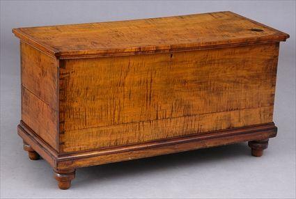 Appraisal: FEDERAL TIGER MAPLE BLANKET CHEST The hinged top with applied