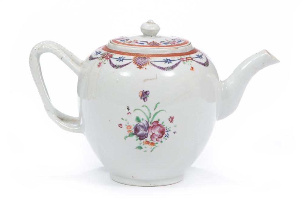 Appraisal: CHINESE EXPORT FAMILLE ROSE PORCELAIN TEAPOTChinese Export Famille Rose Porcelain