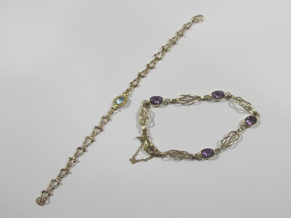 Appraisal: Lot comprising a ct gold amethyst set bracelet and a