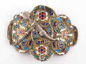 Appraisal: A gilt cloisonne enamelled belt buckle secured with a dagger