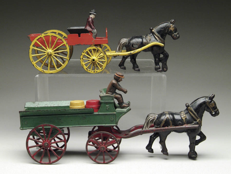 Appraisal: LOT OF HORSE DRAWN TOYS Including Kenton Transfer Wagon with