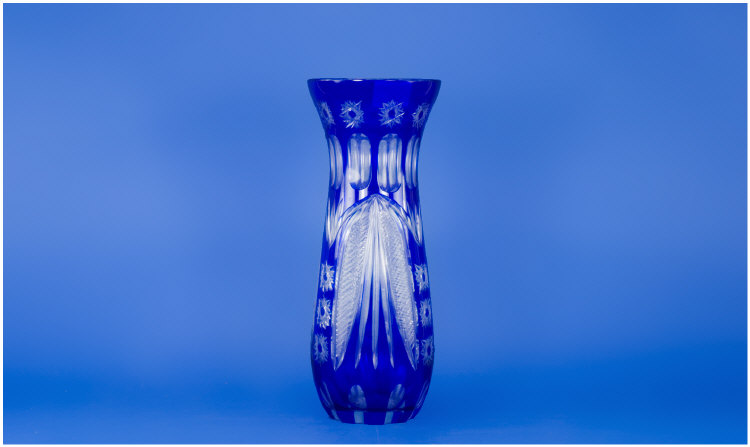 Appraisal: Blue Glass Overlay Vase with box inches in height