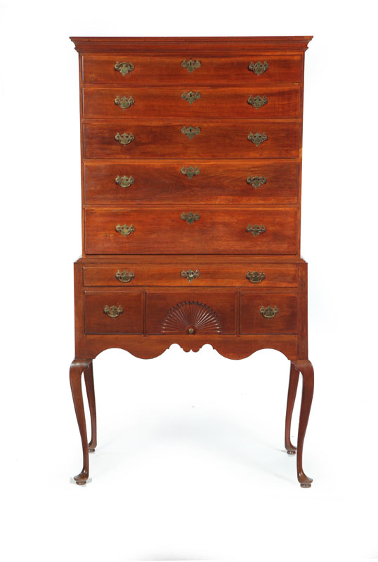 Appraisal: QUEEN ANNE HIGH CHEST OF DRAWERS Connecticut mid th century