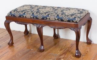 Appraisal: Chippendale Style Window Bench Chippendale style window bench with upholstered