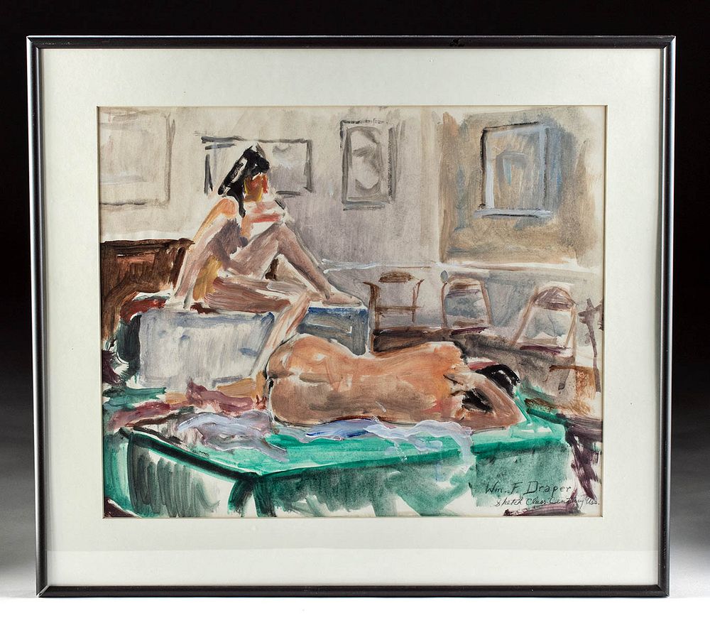 Appraisal: Framed Draper Painting Nudes at Century Class s Originally Listed