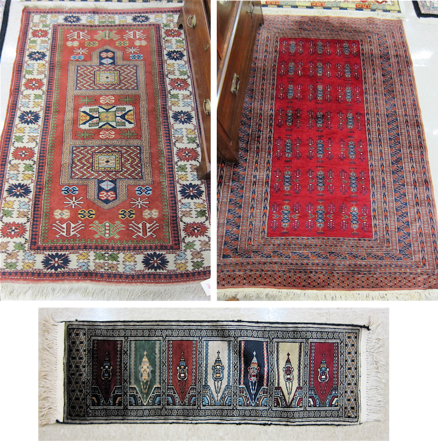 Appraisal: THREE HAND KNOTTED ORIENTAL AREA RUGS x inch Pakistan Saph