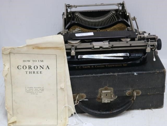 Appraisal: RARE CORONA THREE TYPEWRITER EARLY TH CENTURY COMES WITH ORIGINAL