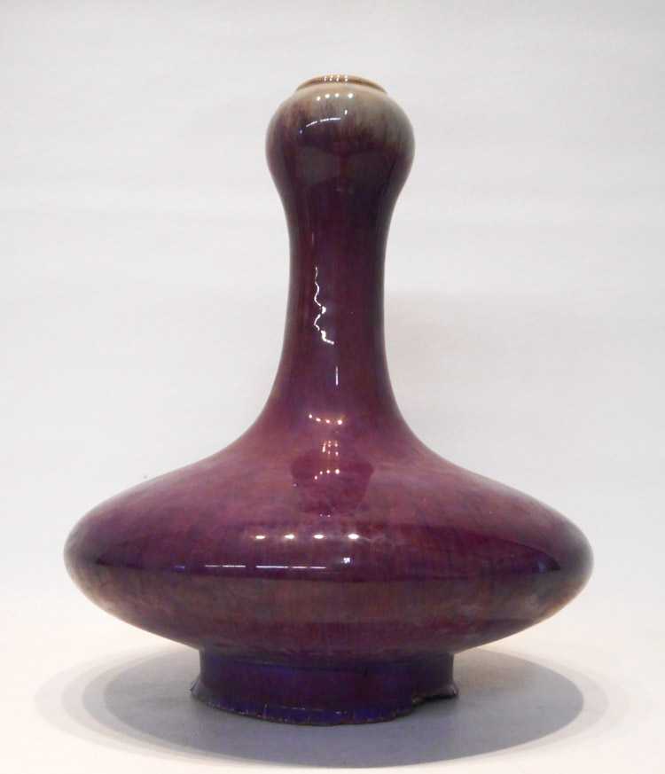 Appraisal: CHINESE QING FLAMBE PORCELAIN VASE garlic head form unmarked Height