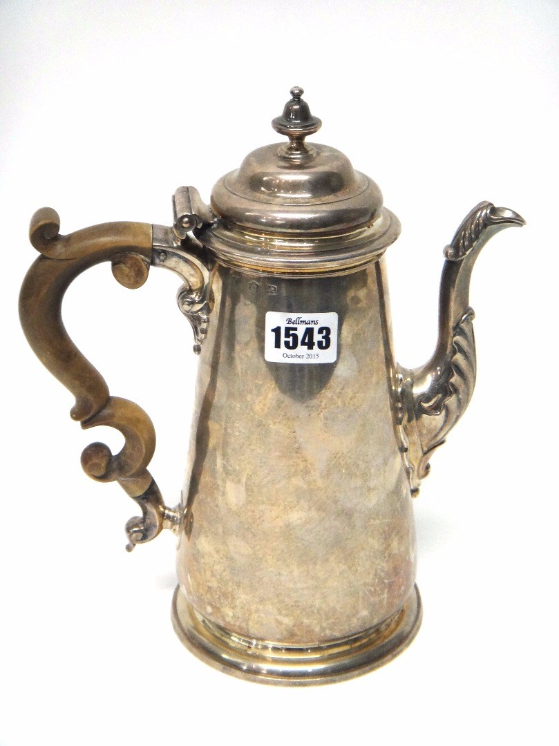 Appraisal: A George II silver coffee pot of plain tapering form