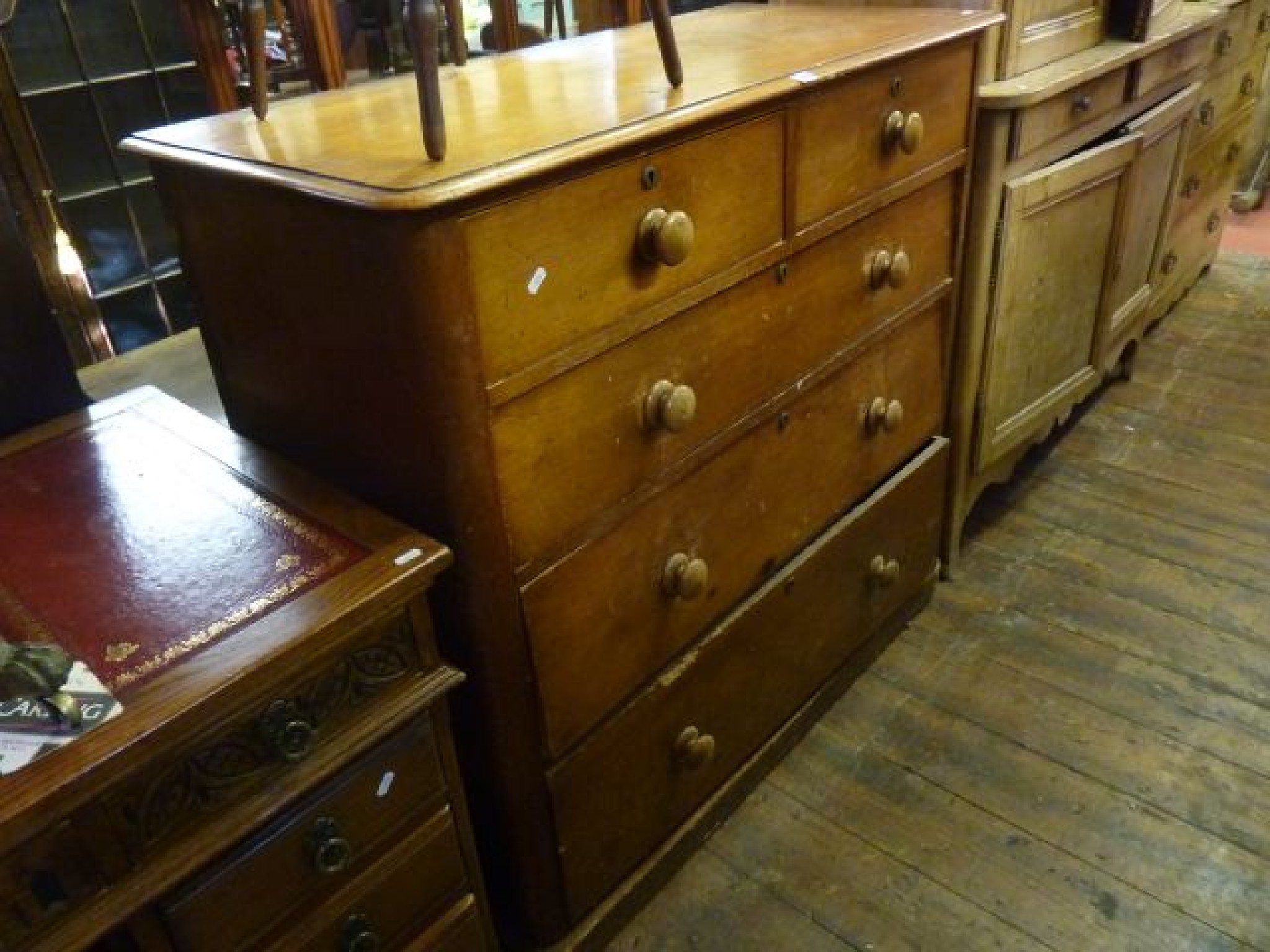 Appraisal: A Victorian pine chest of three long and two short