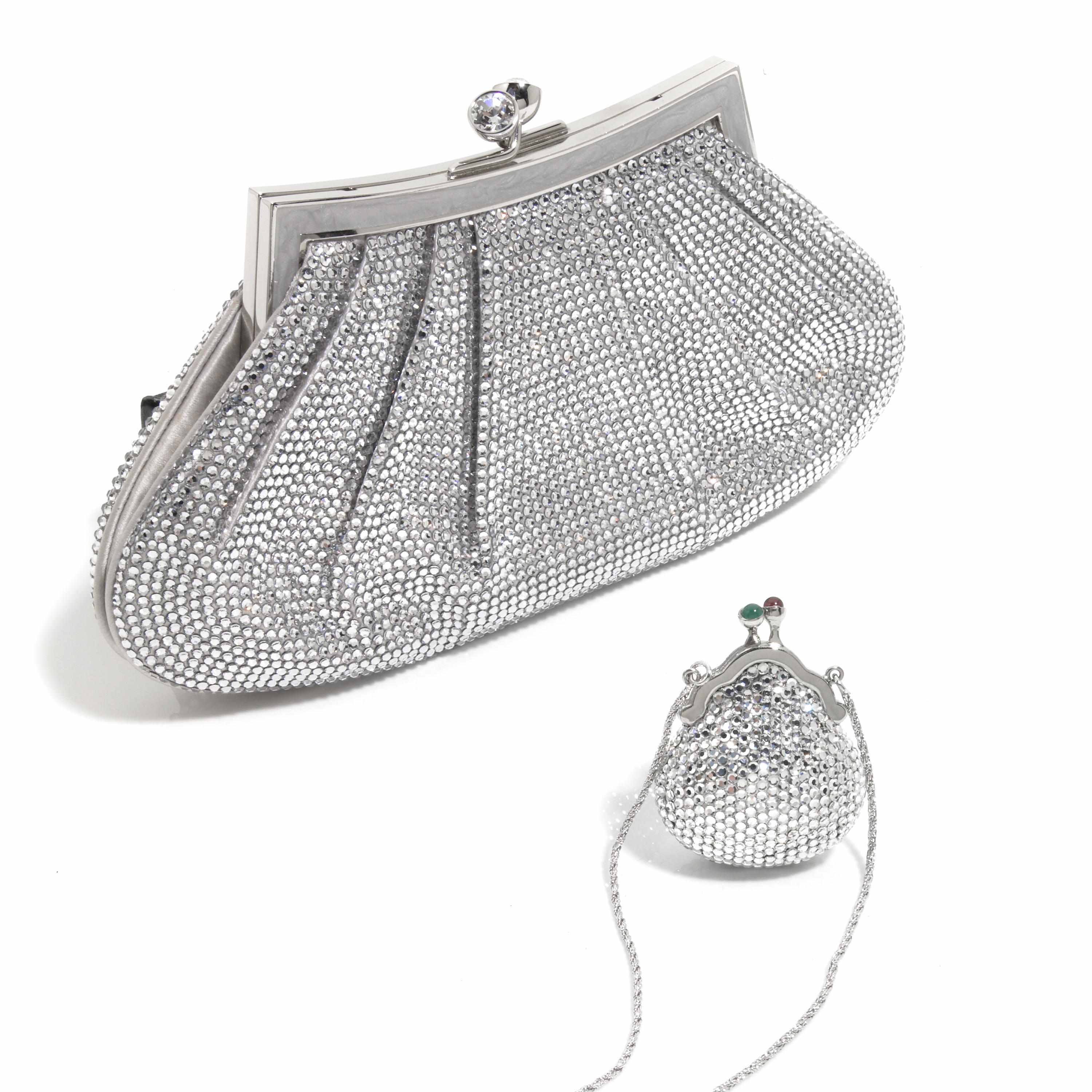 Appraisal: A silver crystal clutch purse together with a silver crystal