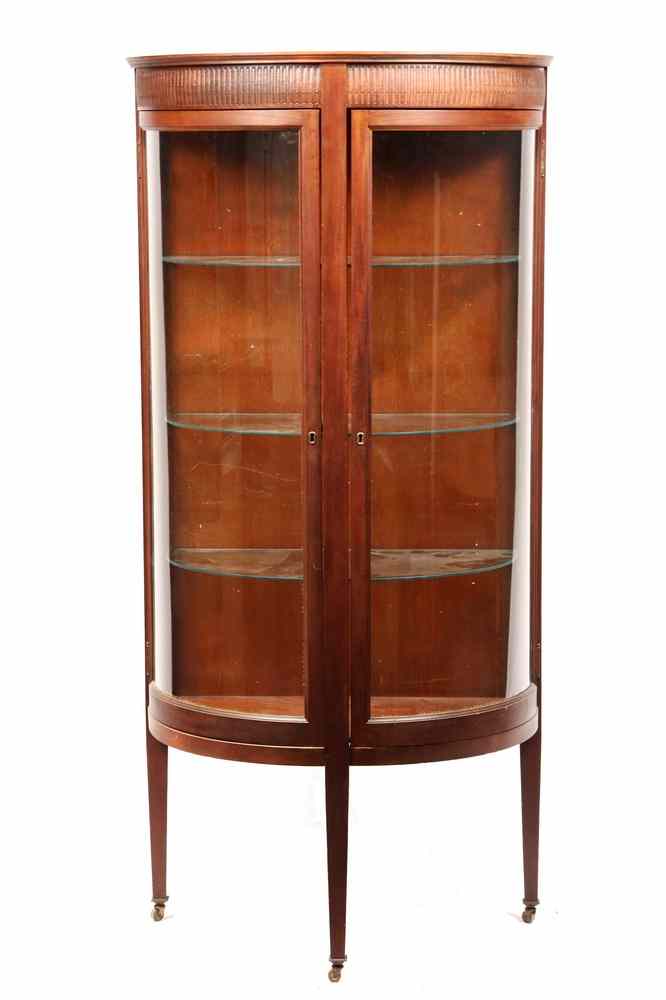 Appraisal: CHINA CABINET - American Oak Demilune Glass Front China Cabinet