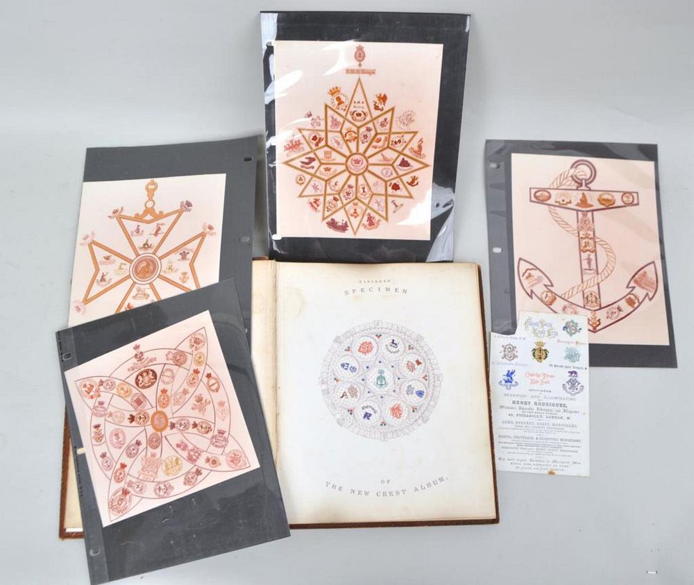 Appraisal: Victorian Crest Monogram Stamp Album each page with pattern for