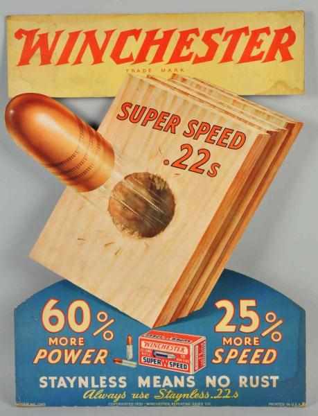 Appraisal: Die Cut Cardboard Winchester Super Speed Sign Description Circa s