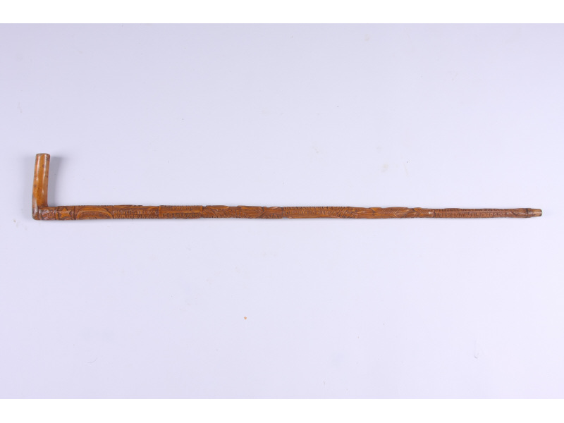 Appraisal: Rare Antique Folk Art Jefferson Walking Stick maple deeply carved