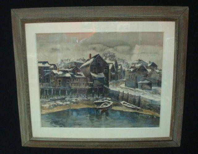 Appraisal: WOLCHONOK Louis W C Gloucester Docks in Winter Signed Dedicated