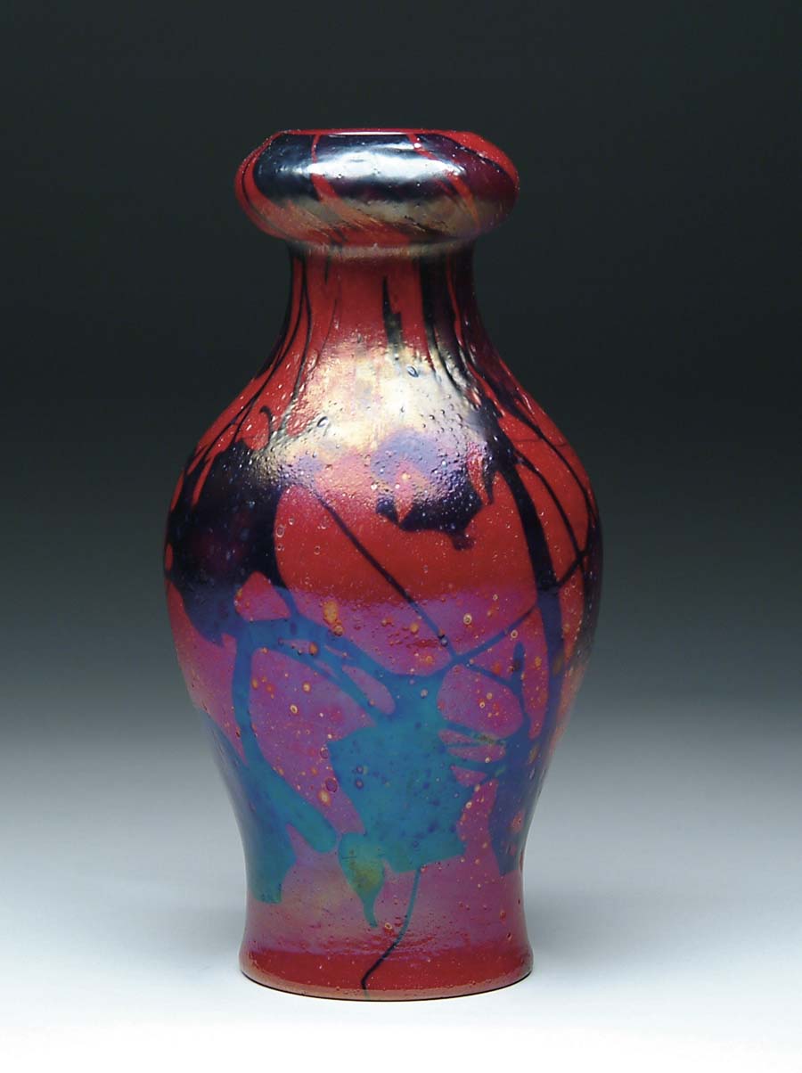 Appraisal: ART GLASS VASE Cypriote style art glass vase has bubbly