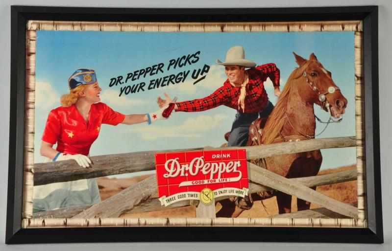 Appraisal: Cardboard Dr Pepper Horizontal Poster Description s Wonderful western themed