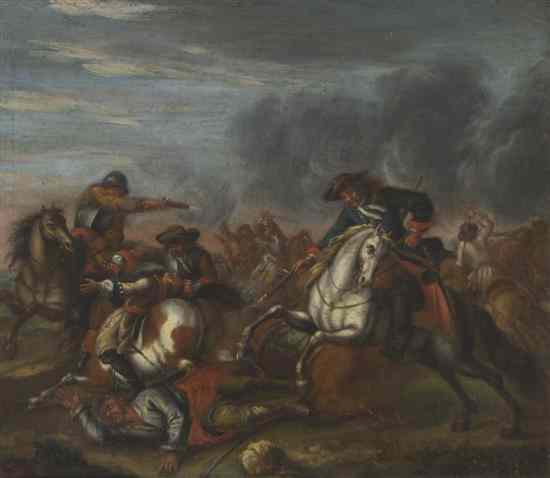 Appraisal: Artist Unknown th century Battle of the Cavalry oil on