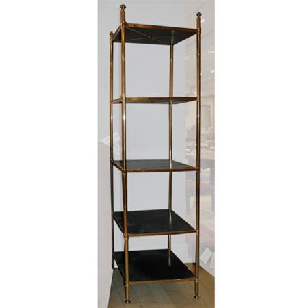 Appraisal: Brass and Wood Five-Tier Etagere Estimate -