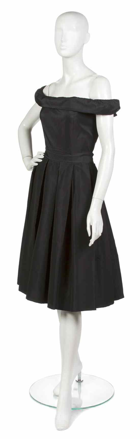 Appraisal: A Christian Dior Black Silk Faille Cocktail Dress full box