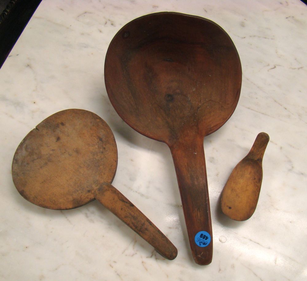 Appraisal: THREE TREENWARE SCOOPS th CenturyLengths to Property of the Estate