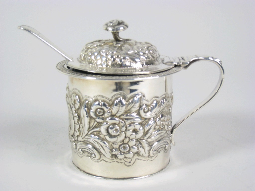 Appraisal: A William IV circular Mustard Pot with floral embossing flower