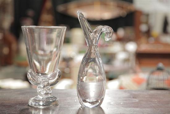 Appraisal: TWO STEUBEN CRYSTAL VASES A bud vase with floriform rim