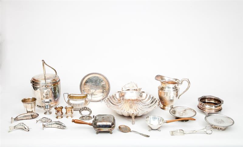 Appraisal: Group of Silver-Plated Table and Flatware Articles Comprising three articulated