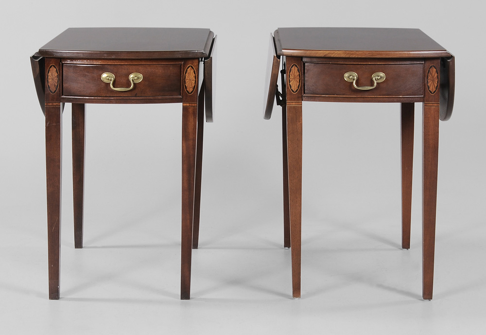 Appraisal: Pair Federal Style Inlaid Mahogany Pembroke Tabl