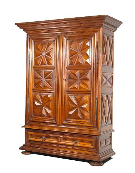 Appraisal: A fine Louis XIV walnut armoire mid th century The