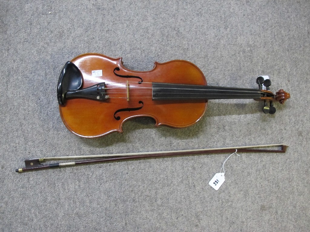 Appraisal: A violin labelled Alfred Schwicht Ludwismeg with bow case available